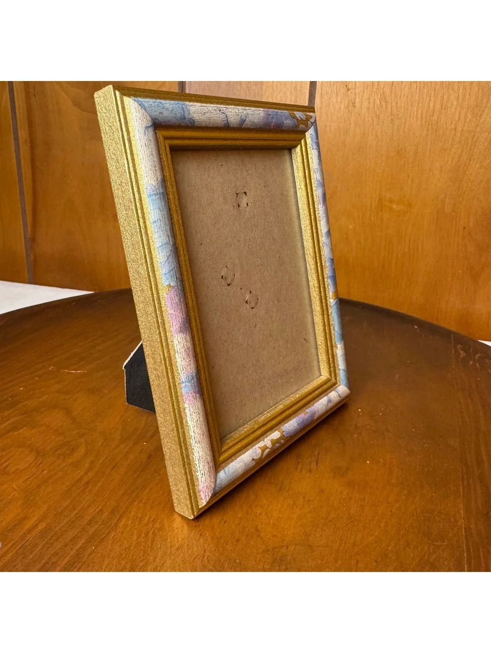Vintage 3.5x5 Picture Frame Gold Floral Pastel Cottagecore Tabletop Wall Frame